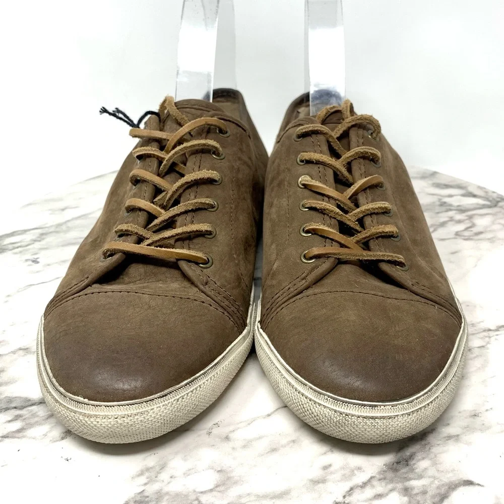 Frye Mindy Low Brown Nubuck Leather Sneaker 9 Casual Neutral Athleisure Bohemian - Picture 4 of 16